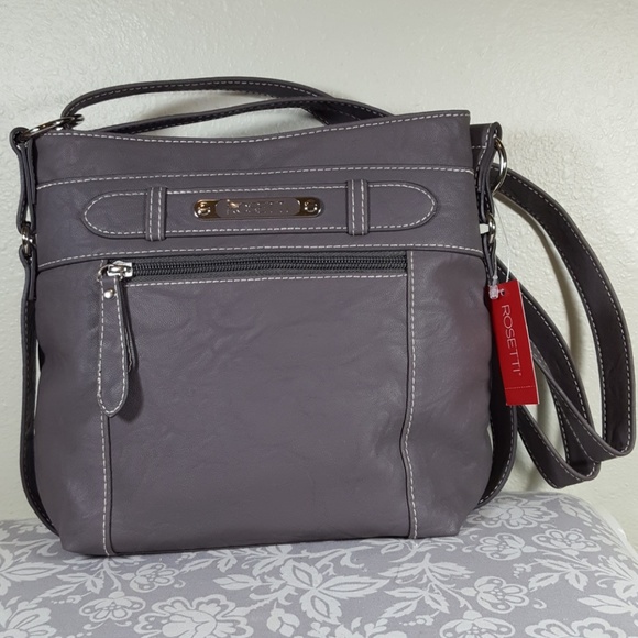 Rosetti Satchel Handbag Faux Leather Crossbody Black NEW